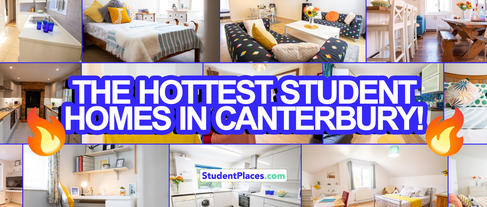 MailChimp - hottest student homes in Canterbury Banner images with various student accommodation and title stating 'the hottest student accommodation in Canterbury'